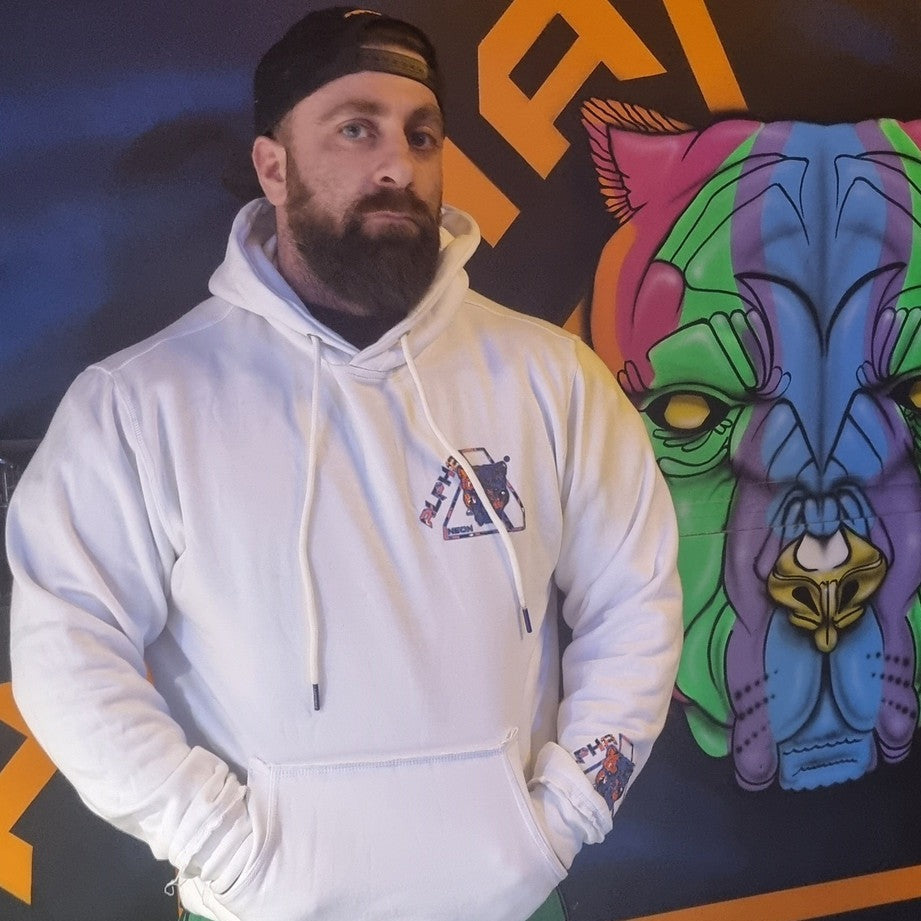 ALPHA NEON® WHITE HOODY BLUE/ORANGE CAMO