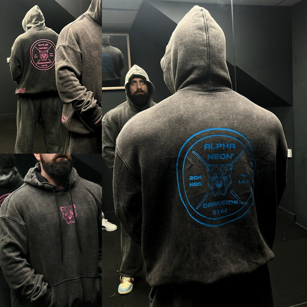 ALPHA NEON® DARKSIDE GYM ACID WASH HOODY