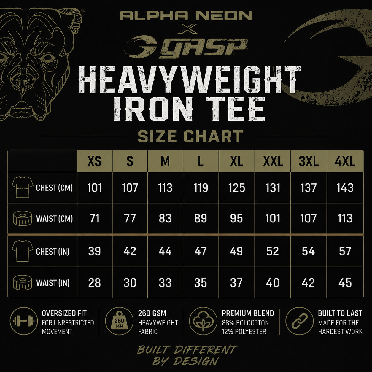 GASP x ALPHA NEON -  HEAVYWEIGHT IRON TEE